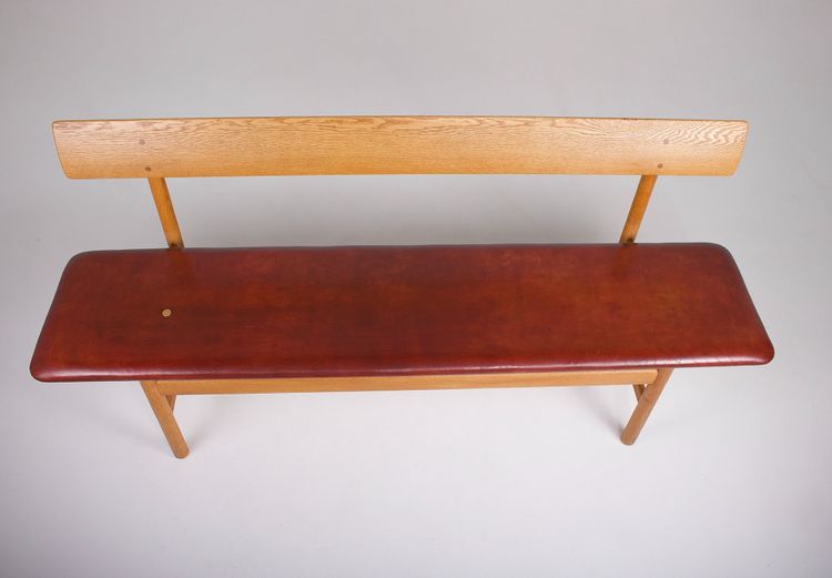 Banc en Chêne et Cuir Cognac Børge Mogensen