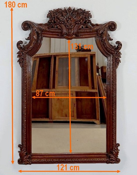  Importante specchio da camino in rovere - Fine XIX secolo