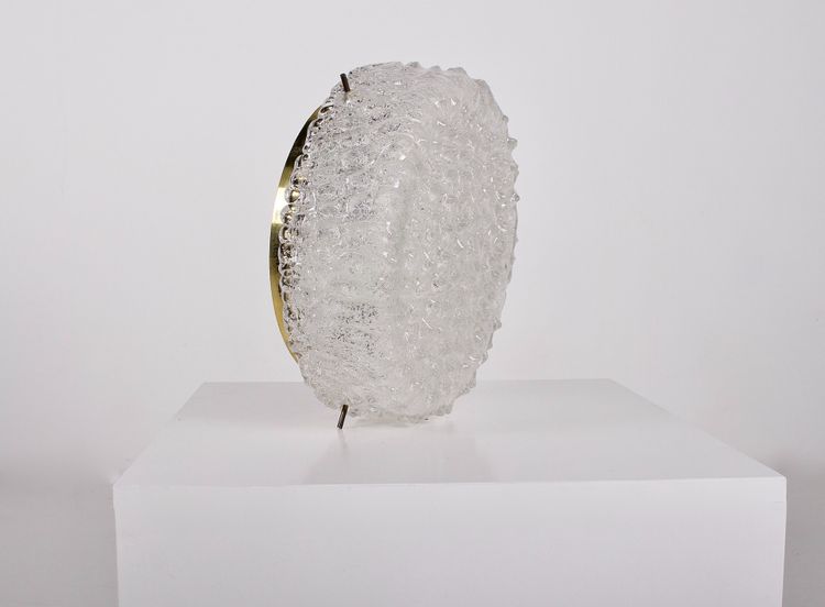 Small Round Ceiling Light in Murano Glass Brass Base