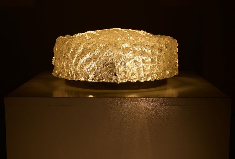 Small Round Ceiling Light in Murano Glass Brass Base