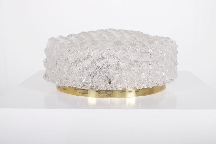 Small Round Ceiling Light in Murano Glass Brass Base