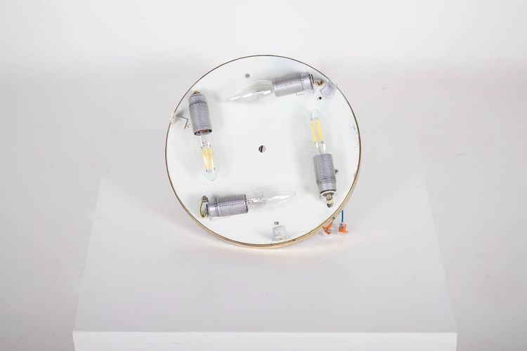Small Round Ceiling Light in Murano Glass Brass Base