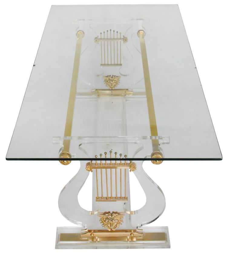 Tavolino in stile Hollywood Regency con design a lira