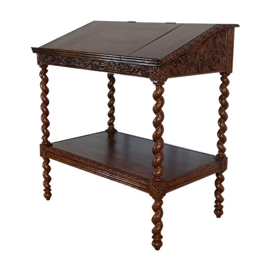 Important desk in solid Oak, Louis XIII style - End of XIXth century