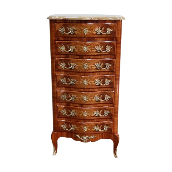  Amaranth veneer and marquetry cabinet, Louis XV style - Early XXth century