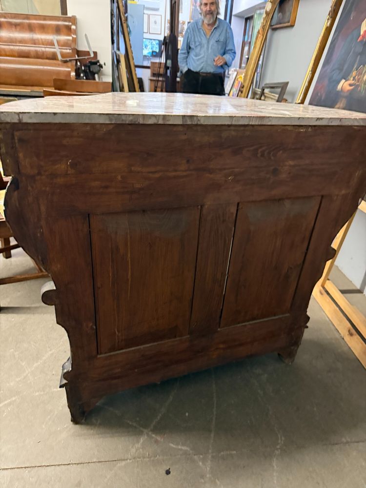 Antica console noce L.Filippo, '800, Napoli, 100x103x43cm