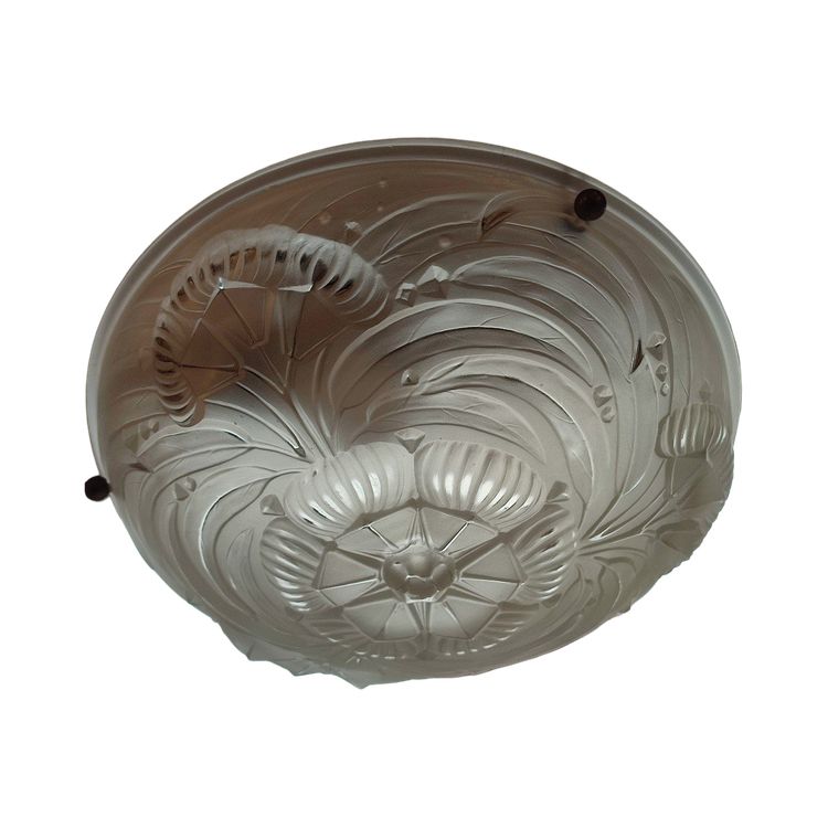 Lustre Degue, Suspension Vasque Art Déco Un Feu, En Pâte De Verre Rose Signe Degue