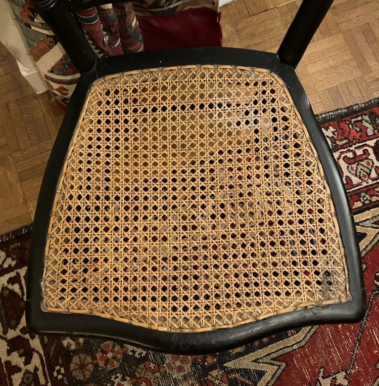 Bella sedia "volante" in legno annerito di epoca napoleonica III
