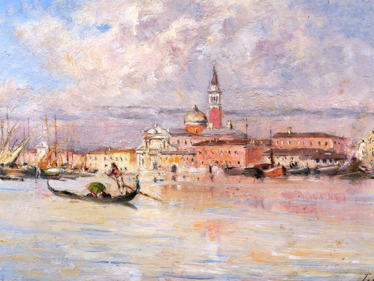 Leopoldo BURLANDO, Blick auf die Insel San Giorgio Maggiore in Venedig