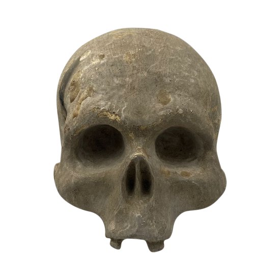 Vanity, Skull In Carved And Lacquered Wood. XVIIIth