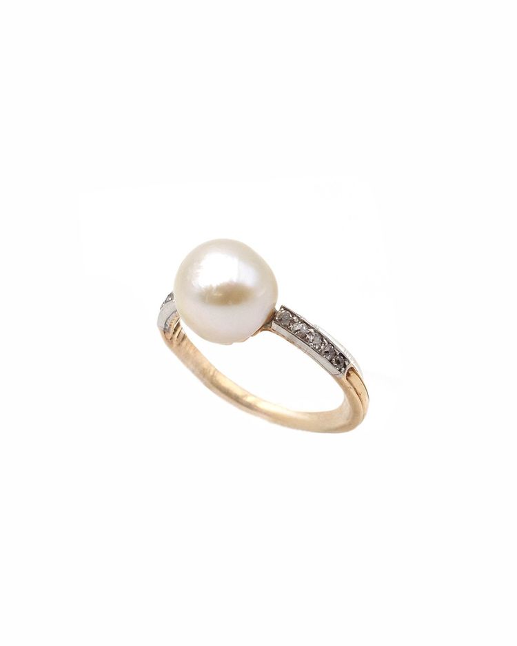 Anello solitario di perle fini in oro 18 carati e platino, certificato di laboratorio, anelli nuziali e di fidanzamento