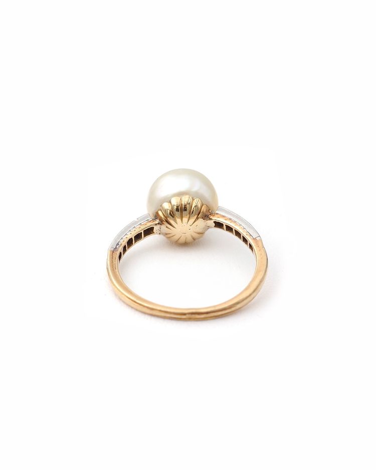 Anello solitario di perle fini in oro 18 carati e platino, certificato di laboratorio, anelli nuziali e di fidanzamento