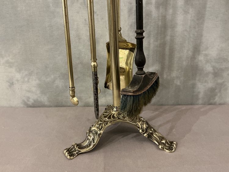 Serviteur de cheminée ancien comprenant 4 pièces d'époque 19 ème 