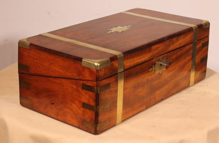 Mahogany Marine Or Campaign Writing Slope With A Hidden Compartment, 19th Century