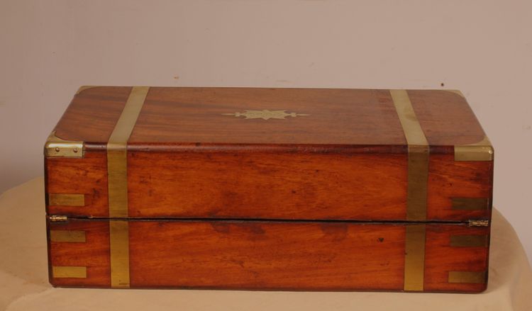 Mahogany Marine Or Campaign Writing Slope With A Hidden Compartment, 19th Century