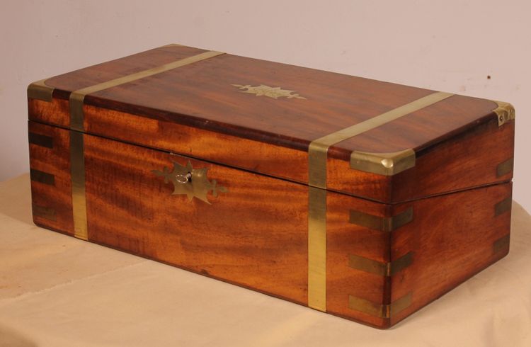 Mahogany Marine Or Campaign Writing Slope With A Hidden Compartment, 19th Century