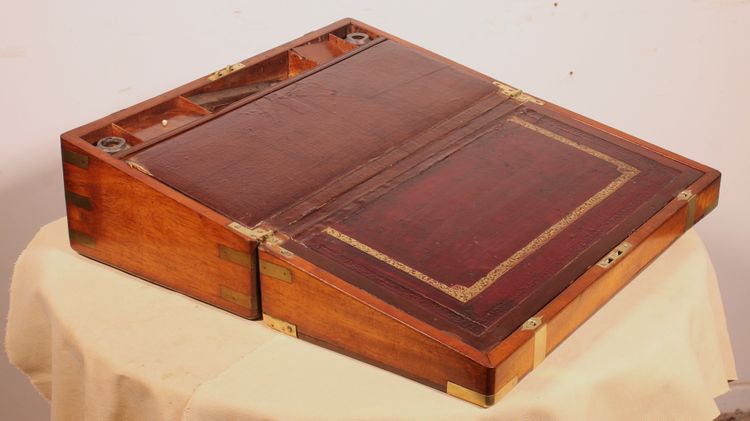 Mahogany Marine Or Campaign Writing Slope With A Hidden Compartment, 19th Century