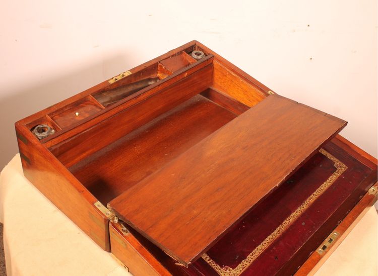 Mahogany Marine Or Campaign Writing Slope With A Hidden Compartment, 19th Century