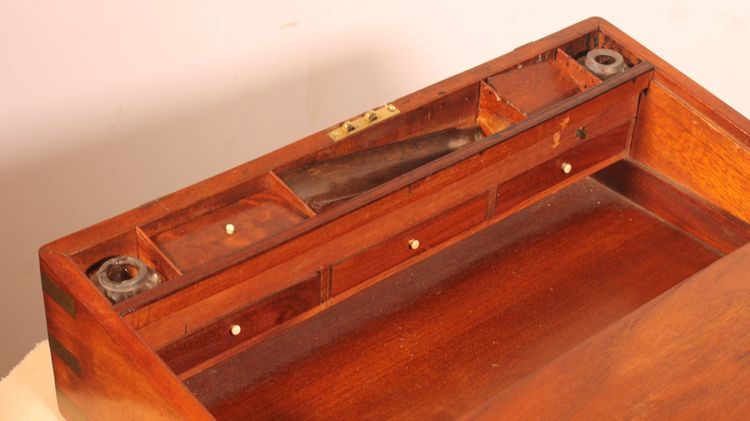 Mahogany Marine Or Campaign Writing Slope With A Hidden Compartment, 19th Century