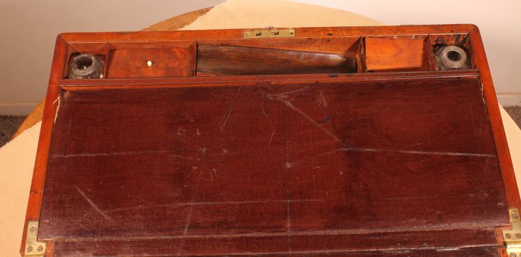 Mahogany Marine Or Campaign Writing Slope With A Hidden Compartment, 19th Century