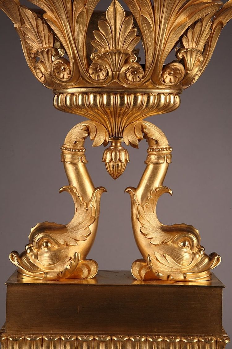 French Restoration pair of cups with dolphins 