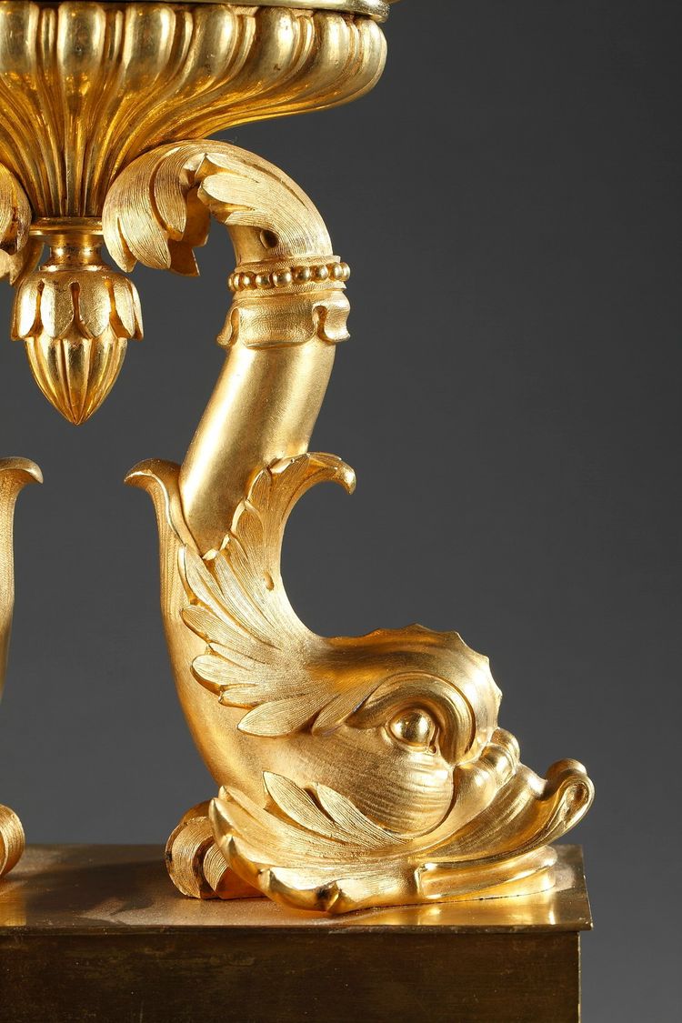 French Restoration pair of cups with dolphins 