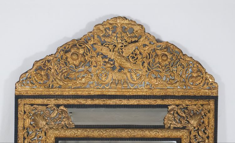 Specchio in stile Luigi XIV con perle di smalto 1870 ca.