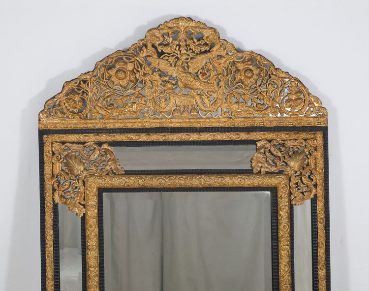 Specchio in stile Luigi XIV con perle di smalto 1870 ca.