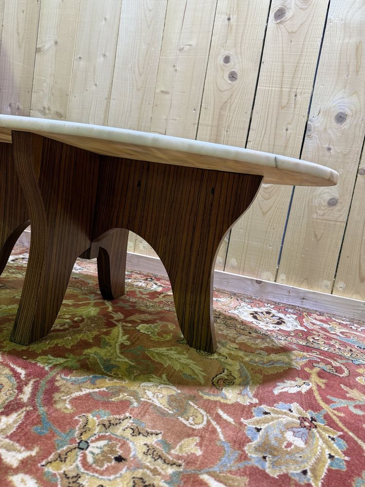 Table basse style scandinave marbre et zébrano