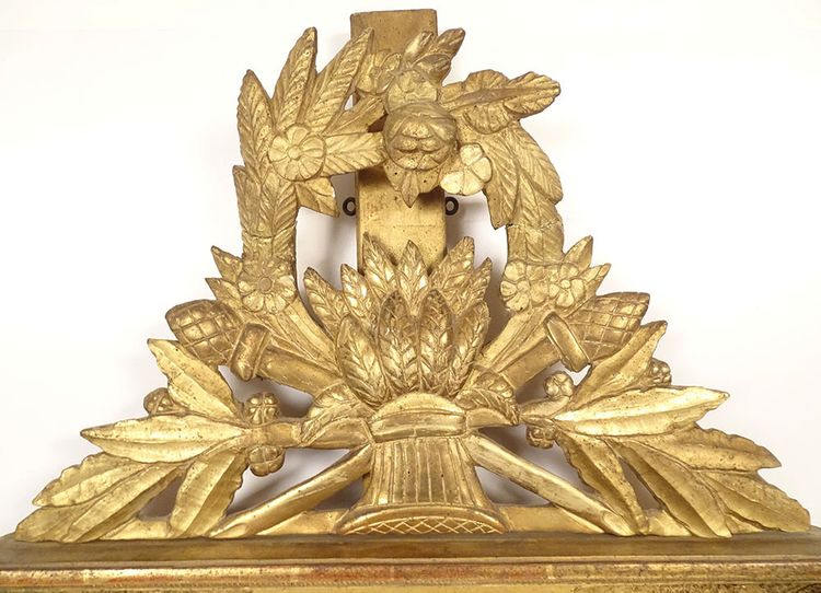 Barometer I. Empire holzgeschnitzt vergoldet System Torricelli Blumenkorb 19.