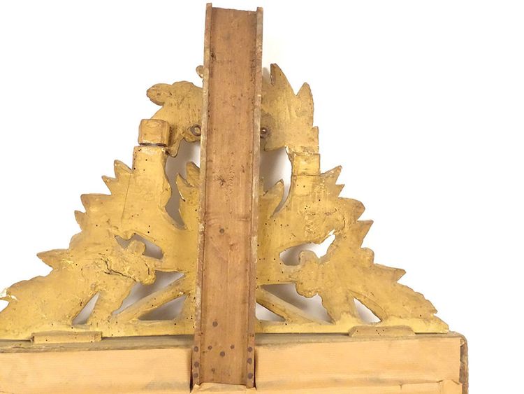 Barometer I. Empire holzgeschnitzt vergoldet System Torricelli Blumenkorb 19.