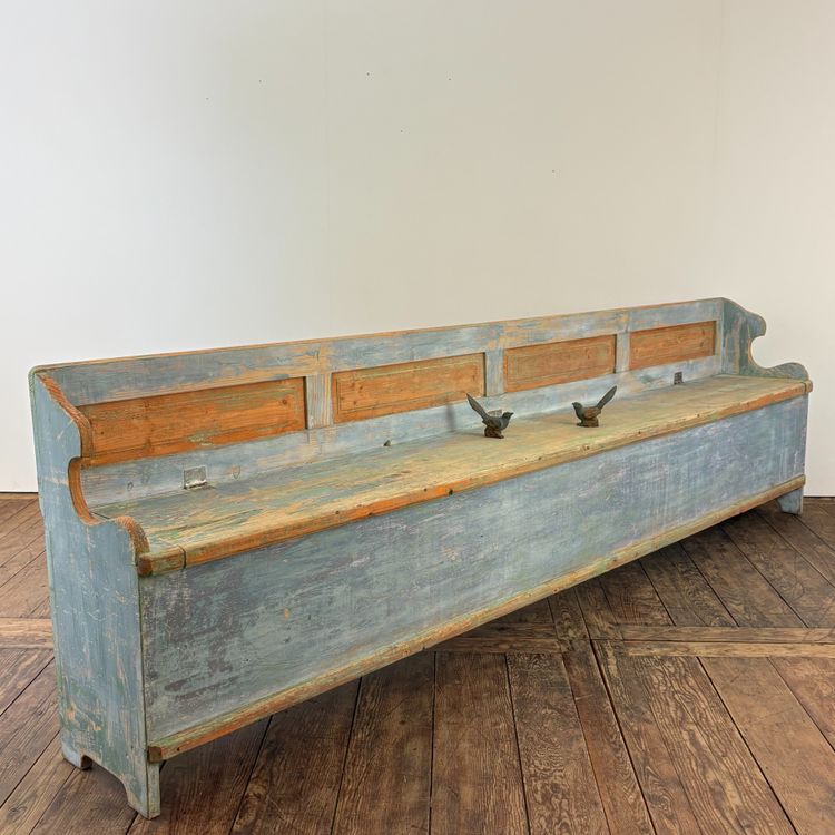 Long Alsatian storage bench, 19th century