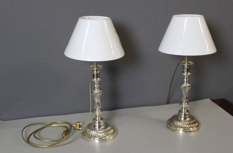 Pair of silvered bronze lamps circa 1830