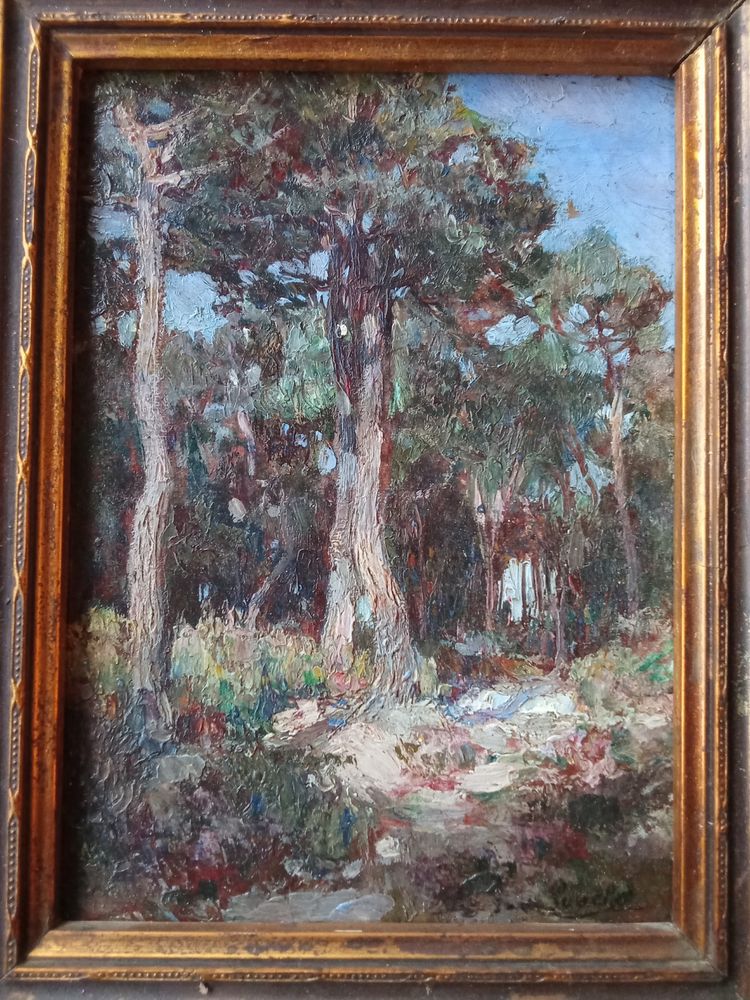 Antique landscape painting, gilt frame
