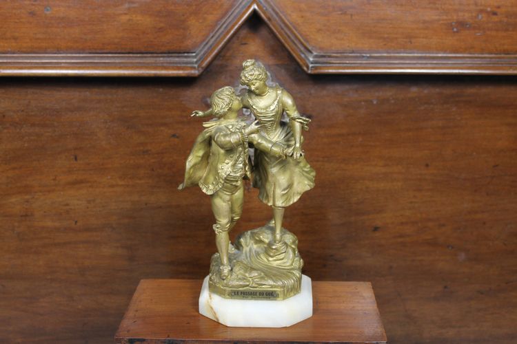 Sculpture en bronze de Barthelemy - le passage du gué - époque 19ème