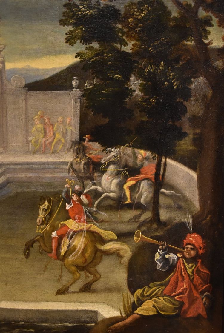Renaissance Garden With Knightly Festival, Isaac De Moucheron, circle