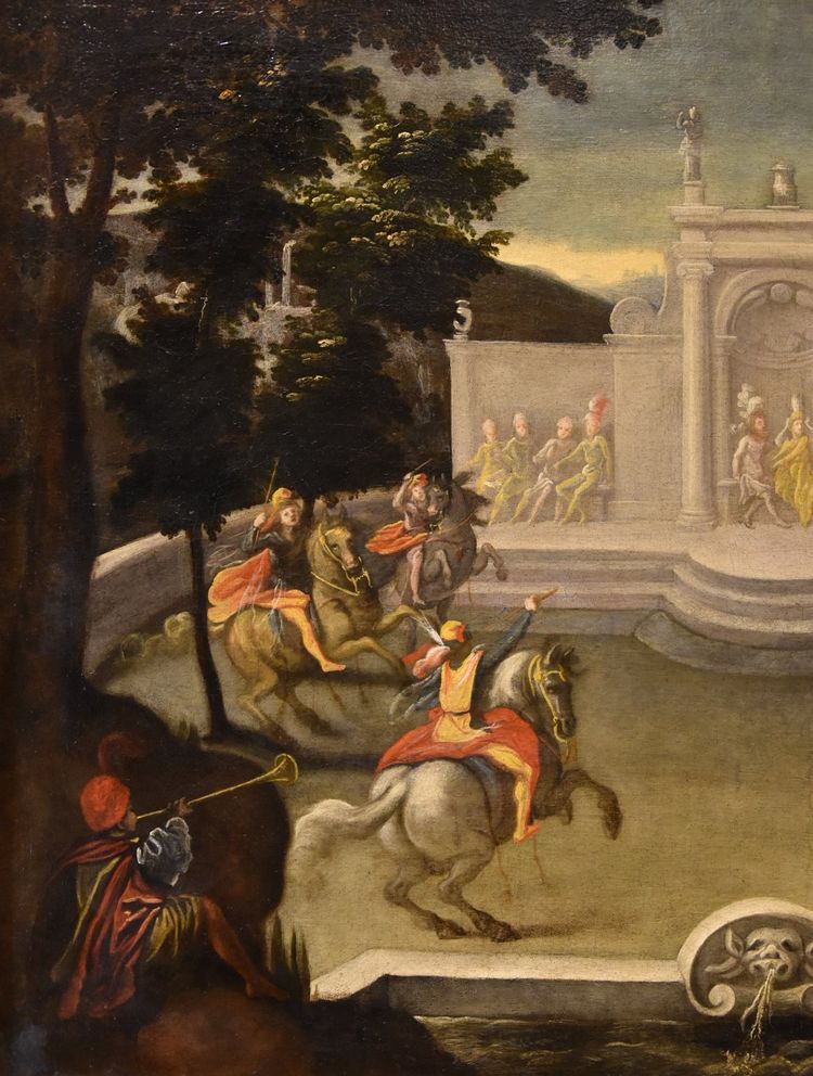 Renaissance Garden With Knightly Festival, Isaac De Moucheron, circle
