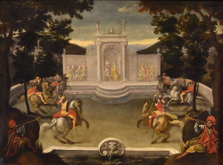 Renaissance Garden With Knightly Festival, Isaac De Moucheron, circle