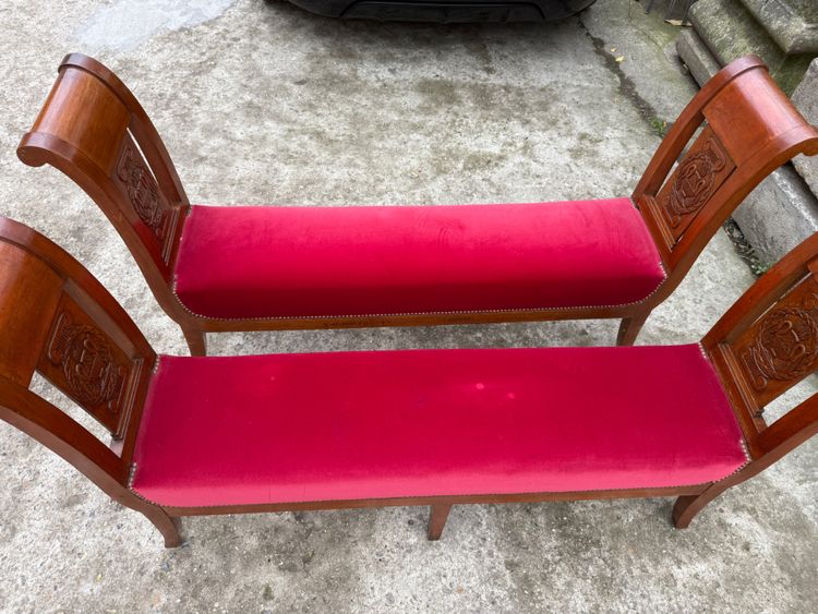 Pair of hallway benches, 19th century Directoire style