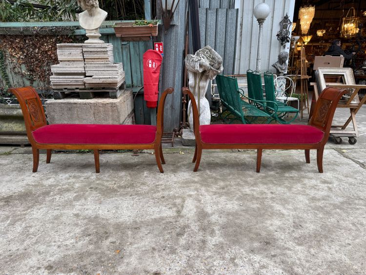 Pair of hallway benches, 19th century Directoire style