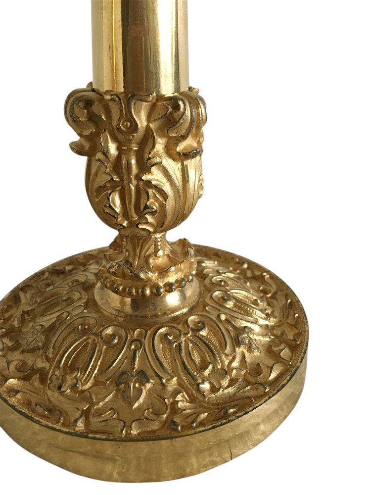 Pair of candlesticks, early 19th century gilt bronze, circa 1820