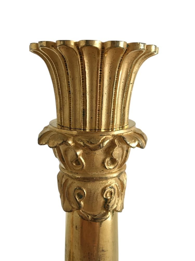 Pair of candlesticks, early 19th century gilt bronze, circa 1820