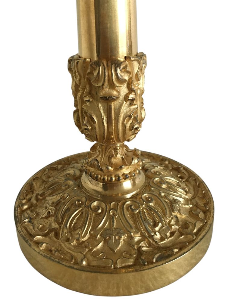 Pair of candlesticks, early 19th century gilt bronze, circa 1820