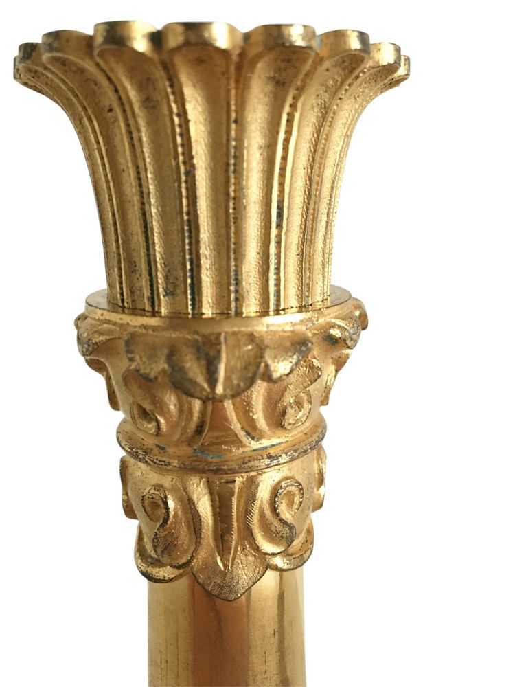 Pair of candlesticks, early 19th century gilt bronze, circa 1820