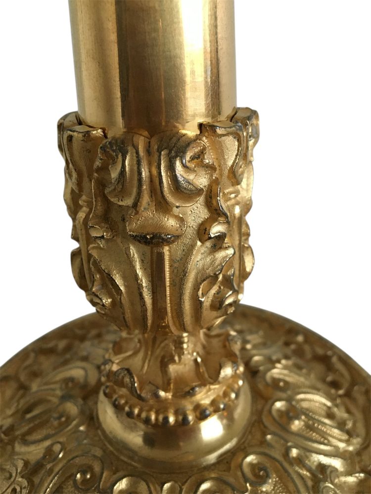 Pair of candlesticks, early 19th century gilt bronze, circa 1820