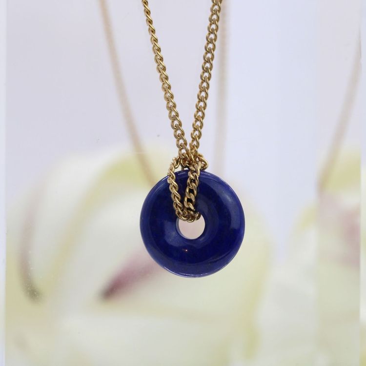 Lapislazuli-Scheibenanhänger mit Kette