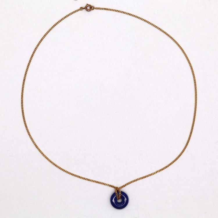 Lapislazuli-Scheibenanhänger mit Kette