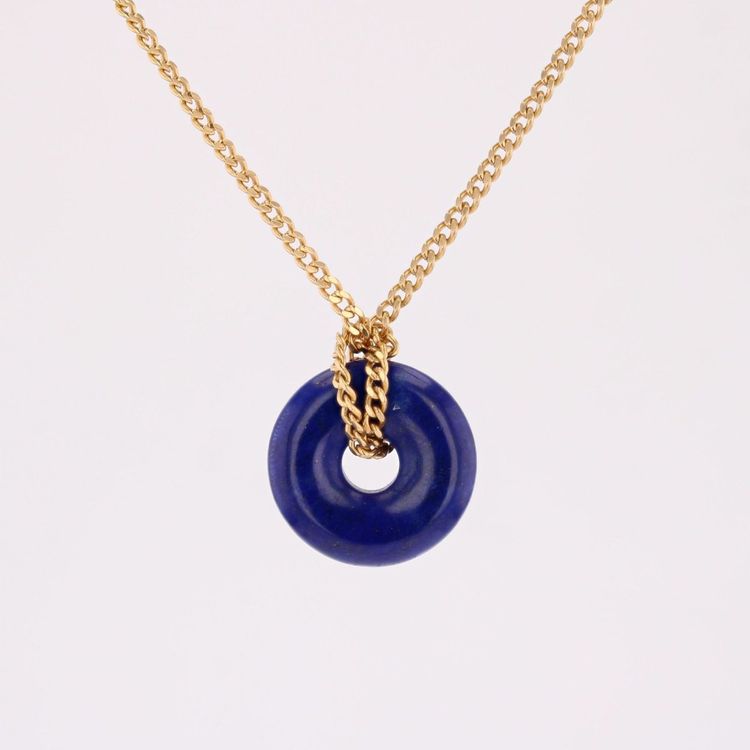 Lapislazuli-Scheibenanhänger mit Kette