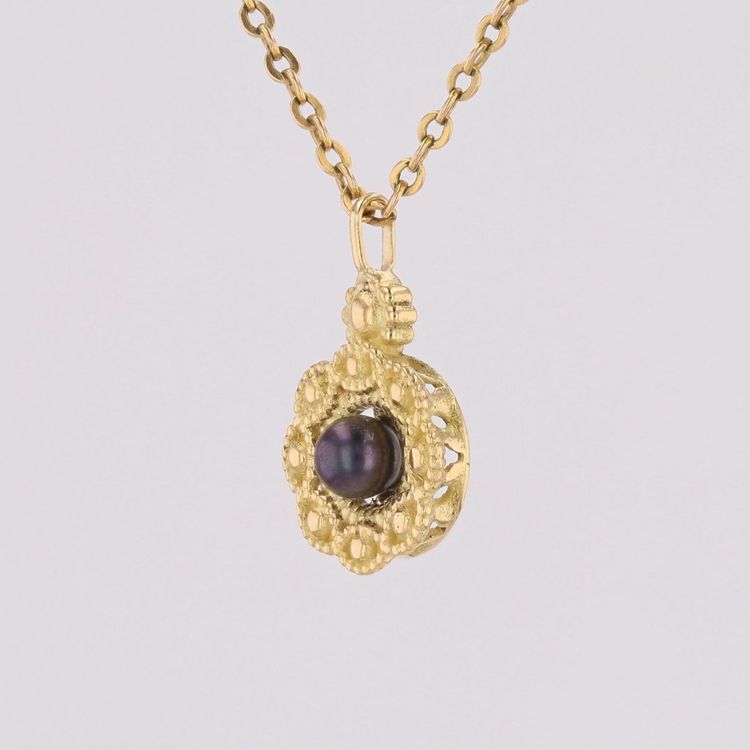 Pendentif or jaune perle grise