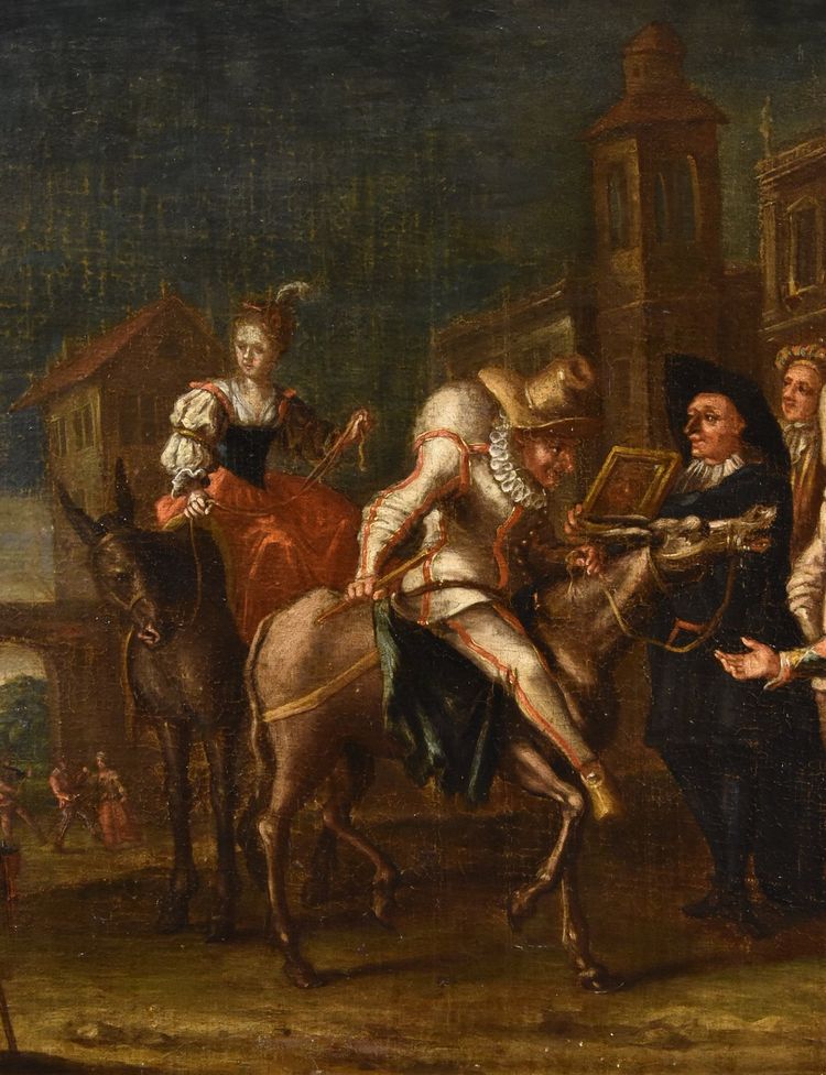 Carnaval à Venise avec Arlequin, Marco Marcola (Vérone, 1711 - 1780)
